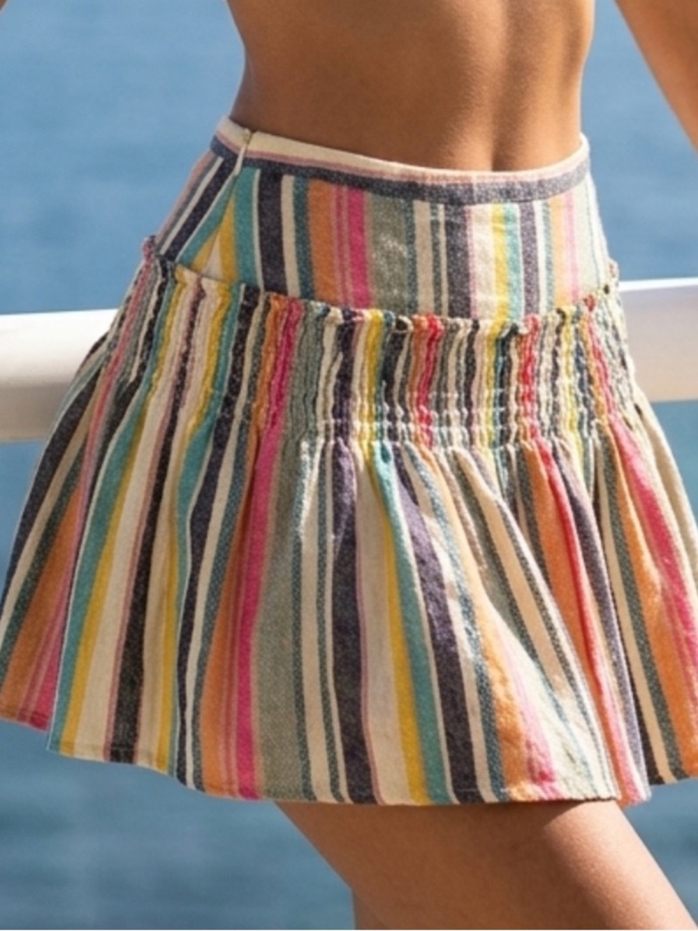REVOLVE Multicolor Striped Linen Mini Skirt | Swimsuit Cover | Boho Vibe NWT XS